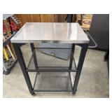 Stainless steel grill cart.