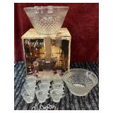 Vintage Wexford Punchbowl, cups, bowl, and pitcher