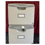 2 Storex 2-drawer mobile filing cabinets.