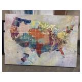 Multicolored print of the USA.