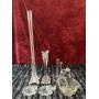 6pc. Clear glass vases, candle holders, etc.