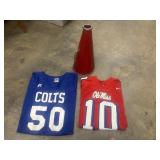 Ole Miss and Colts vintage Jerseys and mega phone.