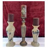 Vintage style decorative pillar candle holders.