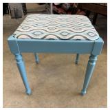 Vintage Turquoise Painted Vanity Stool Bench w/