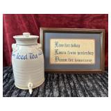 Vintage stoneware iced tea dispenser