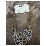 Beaded multi strand necklace and earring set