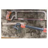 Vintage combination square, hacksaw and more.