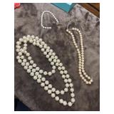 Faux pearl multi strand necklace and bracelet