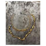 Tigers Eye And Gold  Rhinestone necklace Bundle.