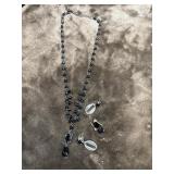 Black Rhinstone Necklace And Earring Set