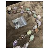 Silver-tone linked necklace with earrings