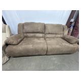 Brown AC Pacific reclining sofa features plush