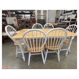 Farmhouse Style Dining Table w/Six Windsor Chairs