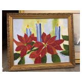 G. Rainey poinsettia with candle framed photo