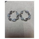 Silver stardust twisted hoop earrings