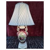 Ceramic urn-style table lamp. hand-painted floral