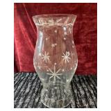 Twinkle" etched starburst hurricane vase.