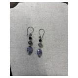 .925 Artisan Sterling Charoite and Onyx earrings
