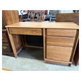Vintage Oak Office Desk, Sleek No-Pull Handle