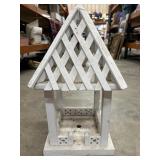 White wooden gazebo bird feeder
