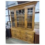 Solid wood china cabinet hutch features intricate