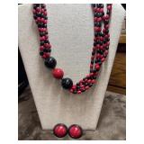 Vintage Avon red and black statement necklace.