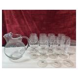 Vintage cocktail bar pitcher, and Water Goblet