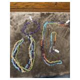 Multi-strand natural gemstone chip necklace