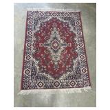 Red and navy traditional Oriental area rug