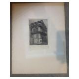 Etching of the Gardette-LePretre Mansion in the