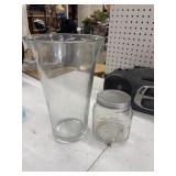 Large Glass Vase and Jar with Metal Lid