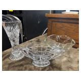 Vintage Bohemian cut crystal lead vase and more