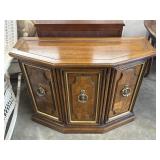 Oak Console Hexagonal Table with Door