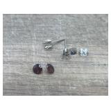 Sterling Silver Stud Settings w/Garnet Stones