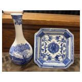 Spode Blue Italian vase and Japanese plate