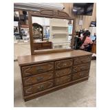 Vintage 9-Drawer Dresser Cabinet with Mirror