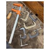 Jorgensen steel bar clamp, and c clamps.