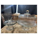 Anchor Hocking Monaco cake stand with lid.