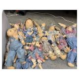 Large tote full of handmade cloth rabbits vintage