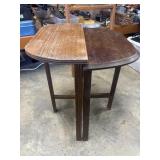 2 vintage wooden side table with D-shaped top.