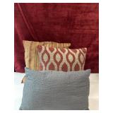 Bundle decorative pillows. red grey and cream