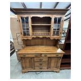 Early American Style Maple Hutch Cabinet