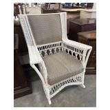 White Wicker Cushioned Rocking Chair