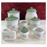 Green ivy canister set. Missing sugar lid.
