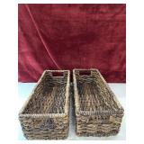 Rectangular woven storage bins.