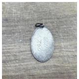 Vintage Engraved Silver-toned oval pendant