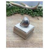 .925 sterling silver dome ring features intricate