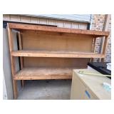 Custom-built workbench featuring a wooden