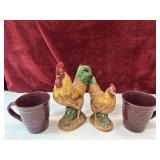 Cermaic  rooster figurines, and holiday Home