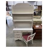 Elegant White French Provincial Desk with Hutch